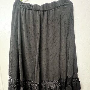 DownEast Gray Midi Skirt with Ruffled A-Line Style